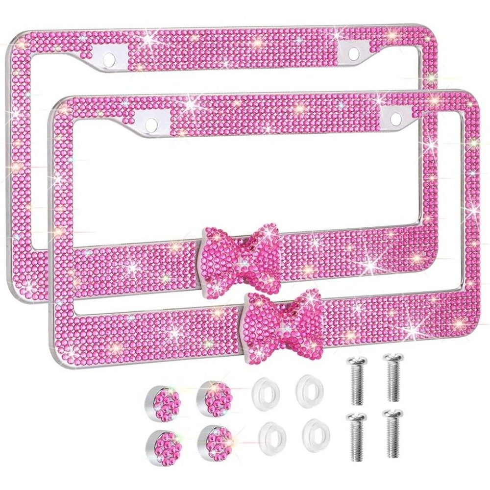 💕NEW Sparkling Bling Swarovski Crystal Silver Hello Kitty License Plate … - Picture 5 of 13
